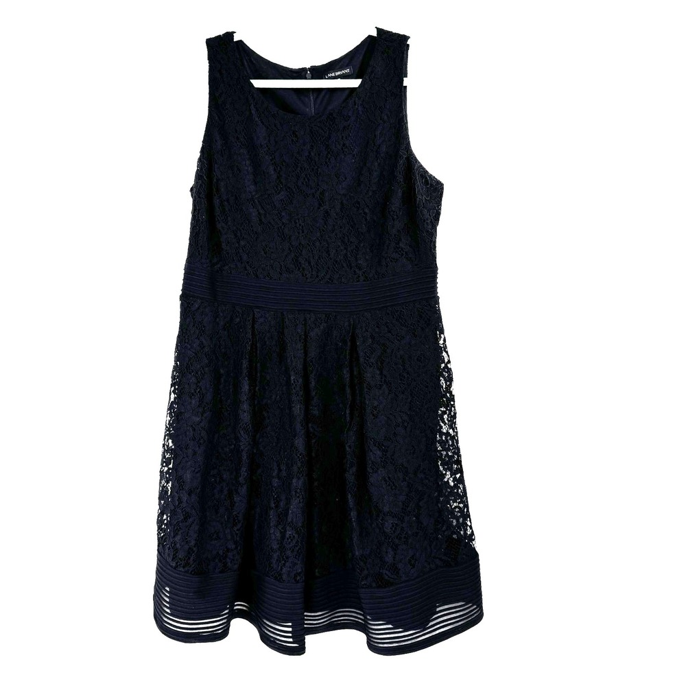 Lane Bryant Floral Lace Fit Flare Dress Women's 20 Black Whimsygoth Witchy Fairy